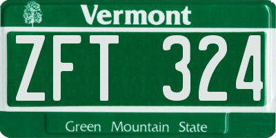 VT license plate ZFT324