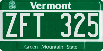 VT license plate ZFT325