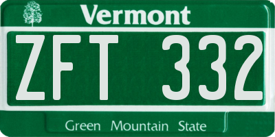 VT license plate ZFT332