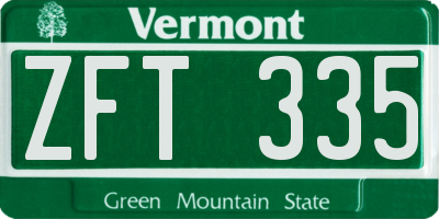 VT license plate ZFT335