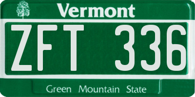 VT license plate ZFT336