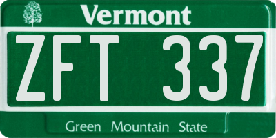 VT license plate ZFT337