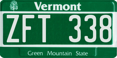 VT license plate ZFT338