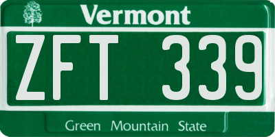VT license plate ZFT339