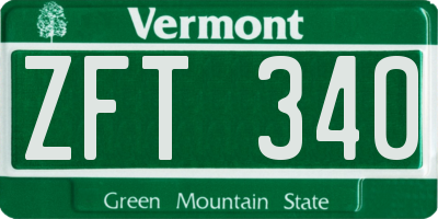 VT license plate ZFT340
