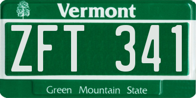 VT license plate ZFT341