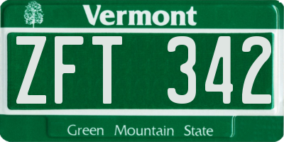 VT license plate ZFT342