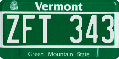 VT license plate ZFT343