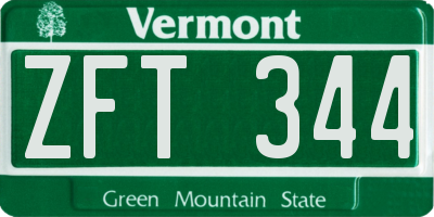 VT license plate ZFT344