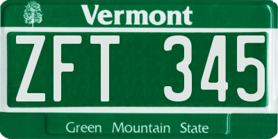 VT license plate ZFT345