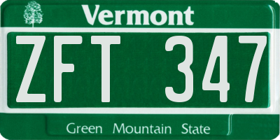 VT license plate ZFT347