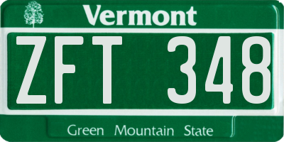VT license plate ZFT348