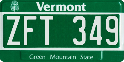 VT license plate ZFT349