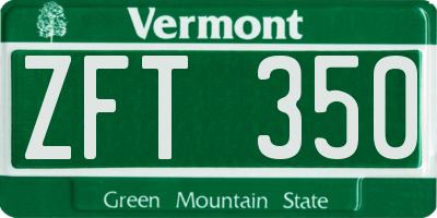 VT license plate ZFT350
