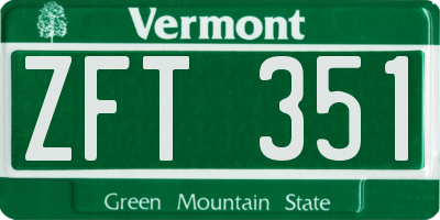 VT license plate ZFT351