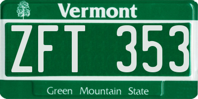 VT license plate ZFT353