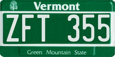 VT license plate ZFT355