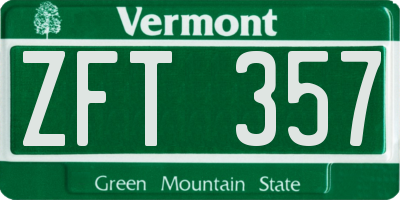 VT license plate ZFT357