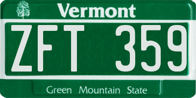 VT license plate ZFT359