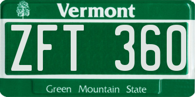 VT license plate ZFT360