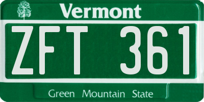VT license plate ZFT361