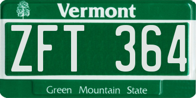 VT license plate ZFT364