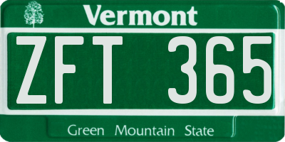 VT license plate ZFT365