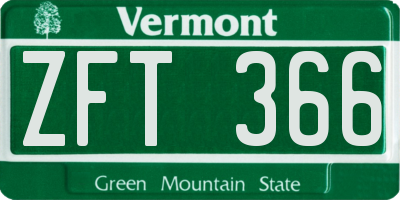 VT license plate ZFT366