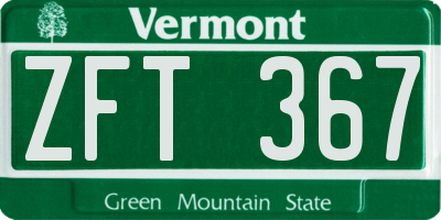 VT license plate ZFT367