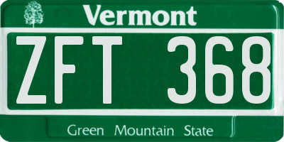 VT license plate ZFT368