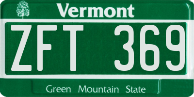 VT license plate ZFT369