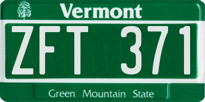 VT license plate ZFT371