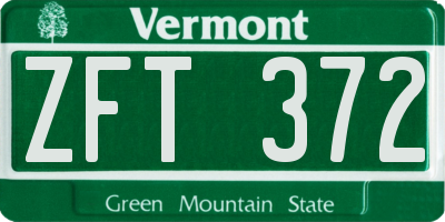 VT license plate ZFT372