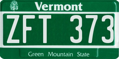 VT license plate ZFT373