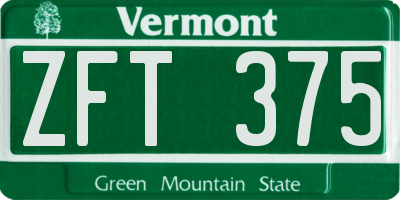VT license plate ZFT375