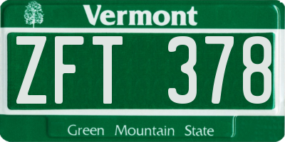 VT license plate ZFT378
