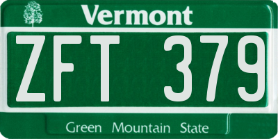 VT license plate ZFT379