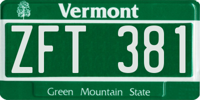 VT license plate ZFT381