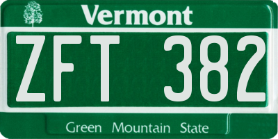 VT license plate ZFT382