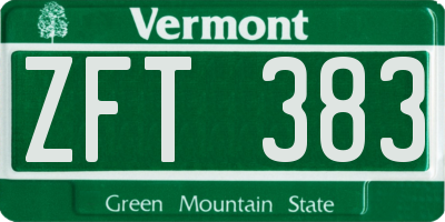 VT license plate ZFT383