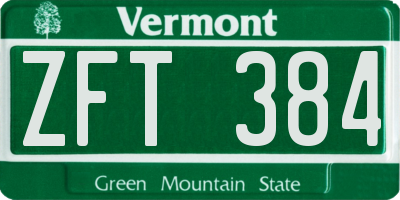 VT license plate ZFT384