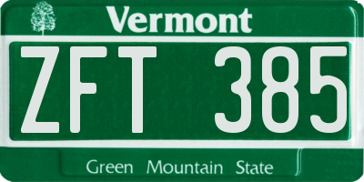 VT license plate ZFT385