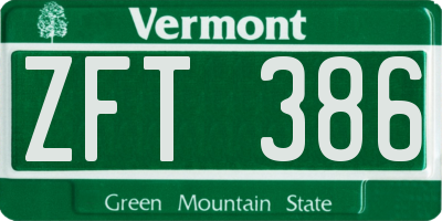 VT license plate ZFT386