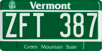 VT license plate ZFT387