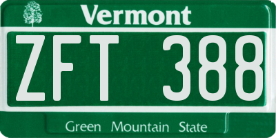 VT license plate ZFT388