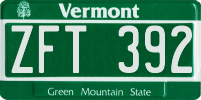 VT license plate ZFT392