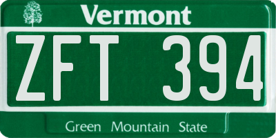 VT license plate ZFT394