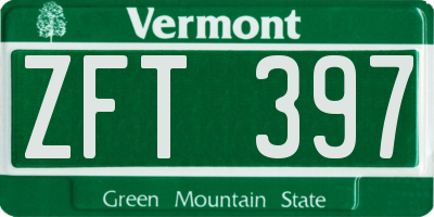 VT license plate ZFT397