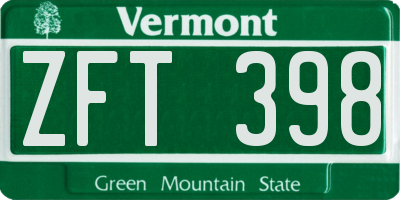 VT license plate ZFT398