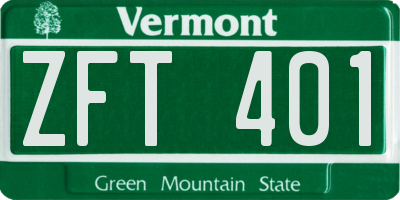 VT license plate ZFT401
